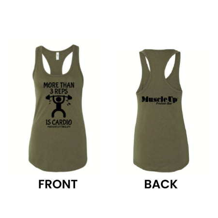 More Than 3 Reps Is Cardio, Women's Racerback Tank - Muscle Up Bars