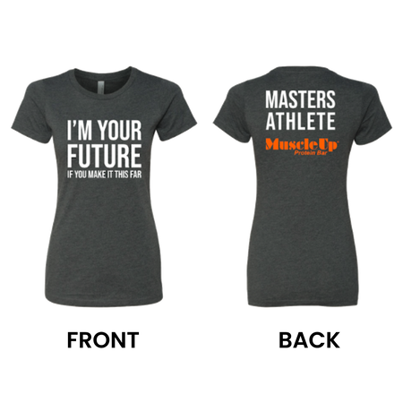 (Charcoal) I'M YOUR FUTURE, MASTERS Athlete, Women's Short Sleeve Crew T-Shirt - Muscle Up Bars