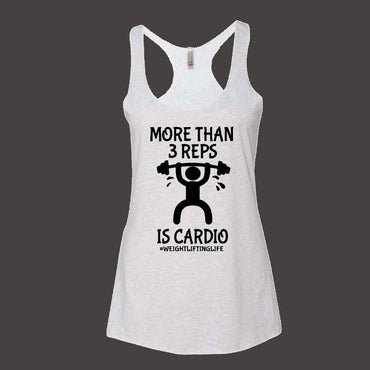 More Than 3 Reps Is Cardio, Women's Racerback Tank - Muscle Up Bars