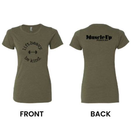 Lift Heavy. - Be Kind., Women's Short Sleeve Crew T-Shirt - Muscle Up Bars